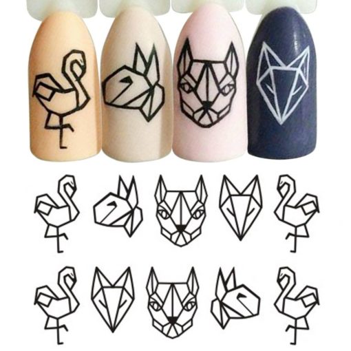 Geometric Cartoon Animal Nail Stickers General Merchandise Health & Beauty