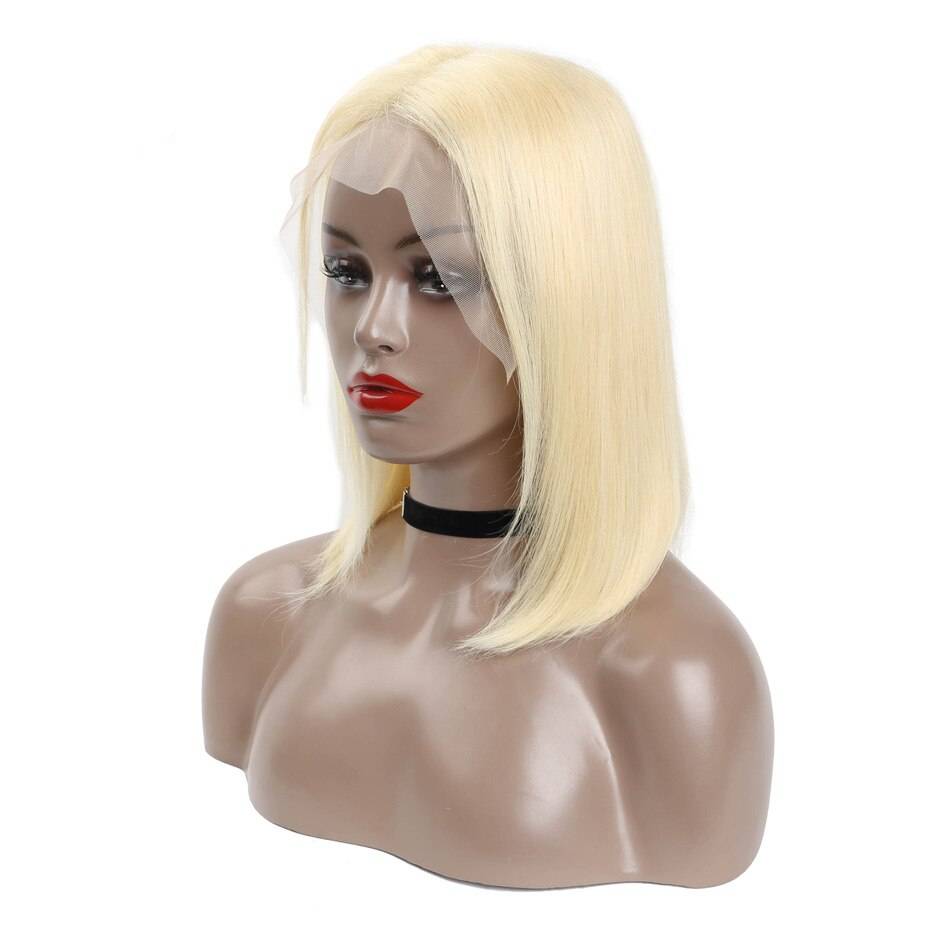Blonde Short Straight Lace Remy Human Hair Wig
