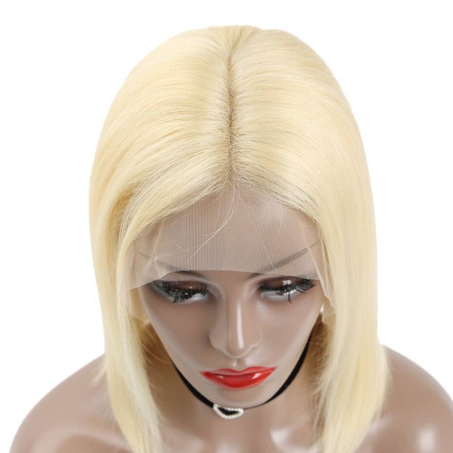 Blonde Short Straight Lace Remy Human Hair Wig