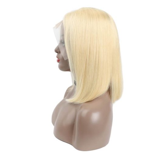 Blonde Short Straight Lace Remy Human Hair Wig Hair Extensions & Wigs