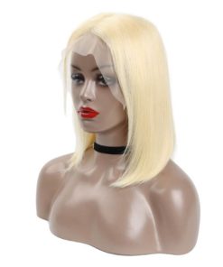 Blonde Short Straight Lace Remy Human Hair Wig Hair Extensions & Wigs