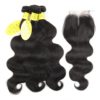 Wavy Brazilian Hair Weaves with Closure Hair Extensions & Wigs 