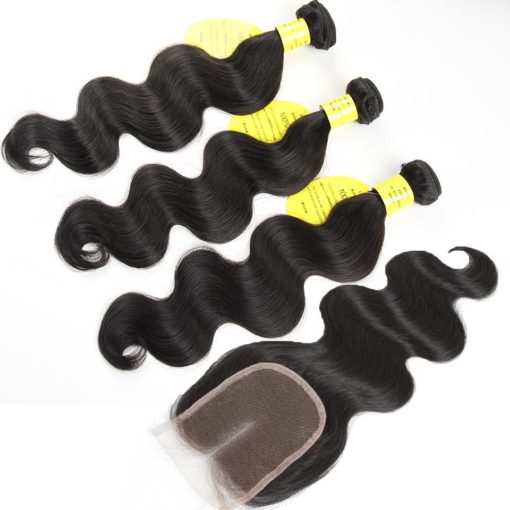 Wavy Brazilian Hair Weaves with Closure Hair Extensions & Wigs