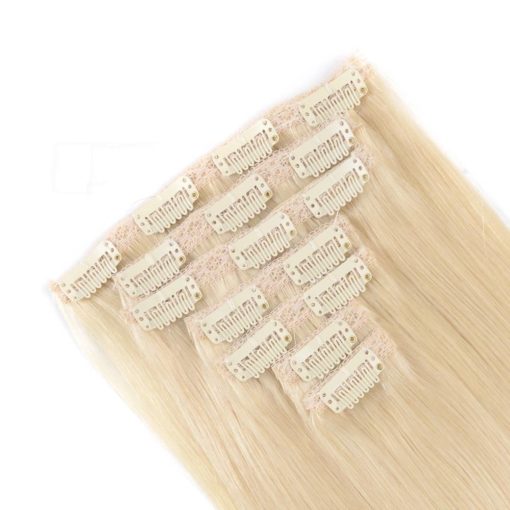 Pre-Colored Straight Clip-In Remy Human Hair Extensions Set Hair Extensions & Wigs