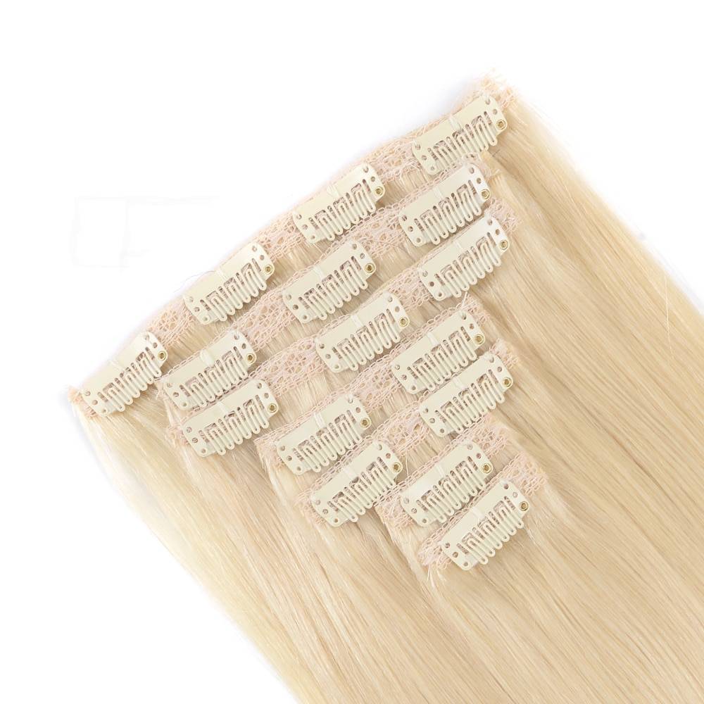 Pre-Colored Straight Clip-In Remy Human Hair Extensions Set