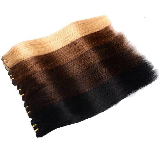 Pre-Colored Straight Clip-In Remy Human Hair Extensions Set Hair Extensions & Wigs