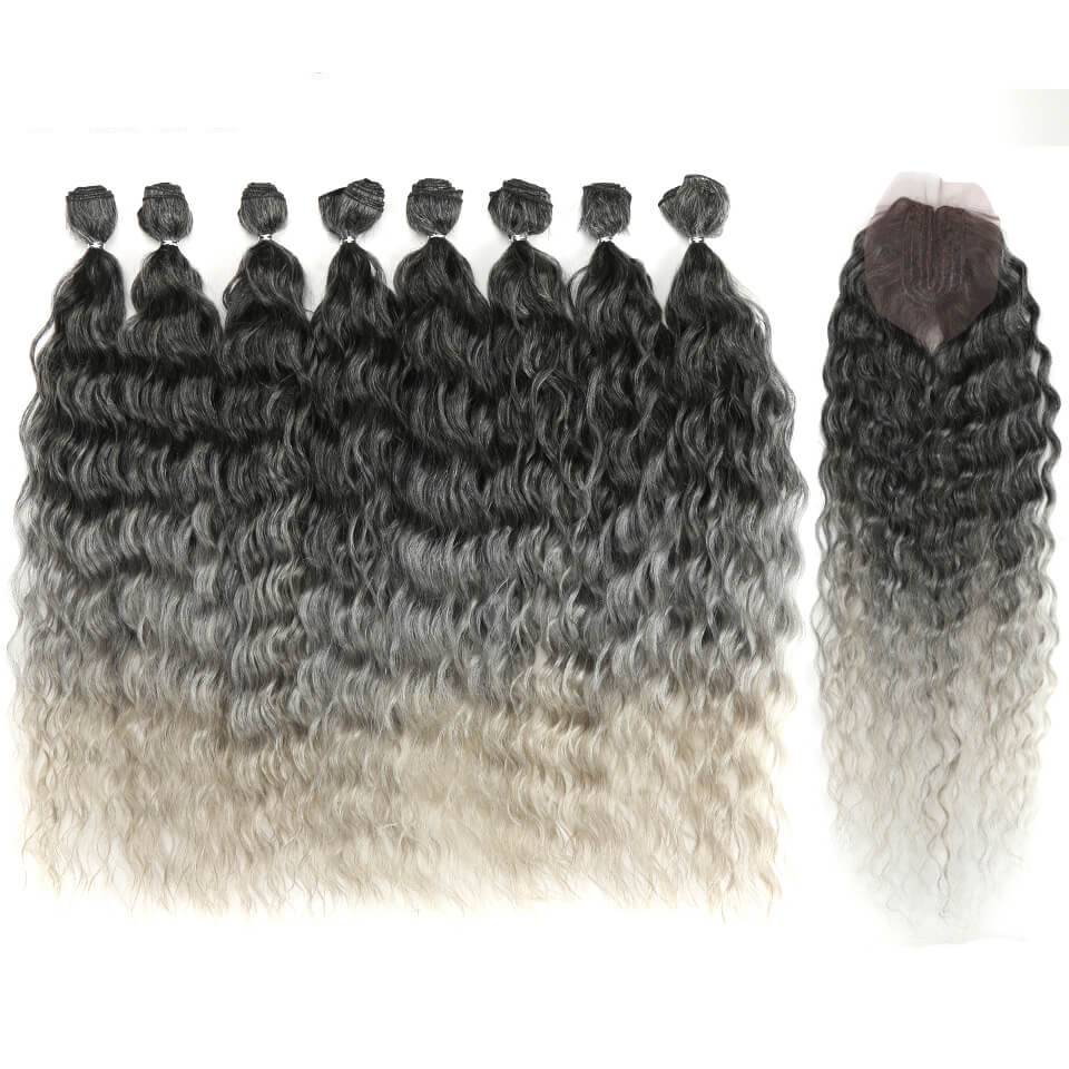 Ombre Wavy Synthetic Hair Extensions 9 pcs Set