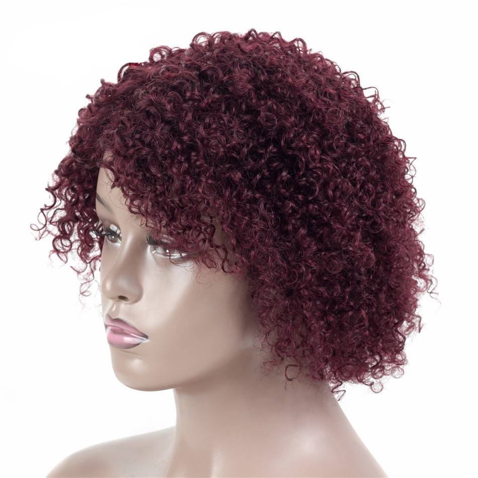 Ombre Short Kinky Curly Non-Lace Human Hair Wig
