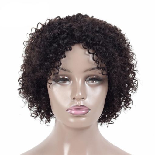 Ombre Short Kinky Curly Non-Lace Human Hair Wig Hair Extensions & Wigs