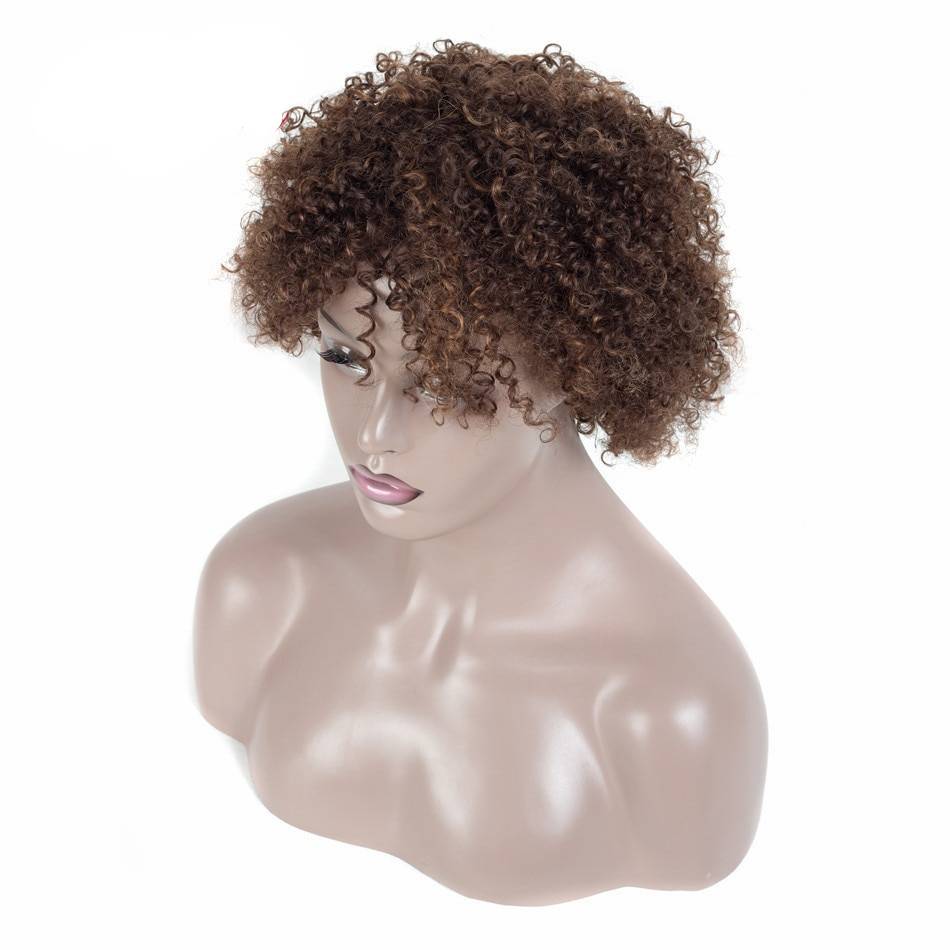 Ombre Short Kinky Curly Non-Lace Human Hair Wig