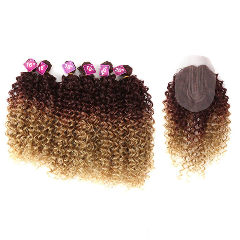 Long Kinky Curly Synthetic Hair Extensions 7 pcs Set