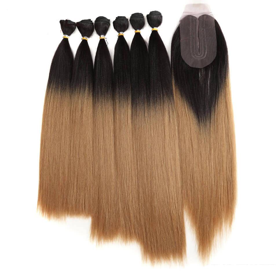Long Straight Synthetic Hair Extensions 7 pcs Set