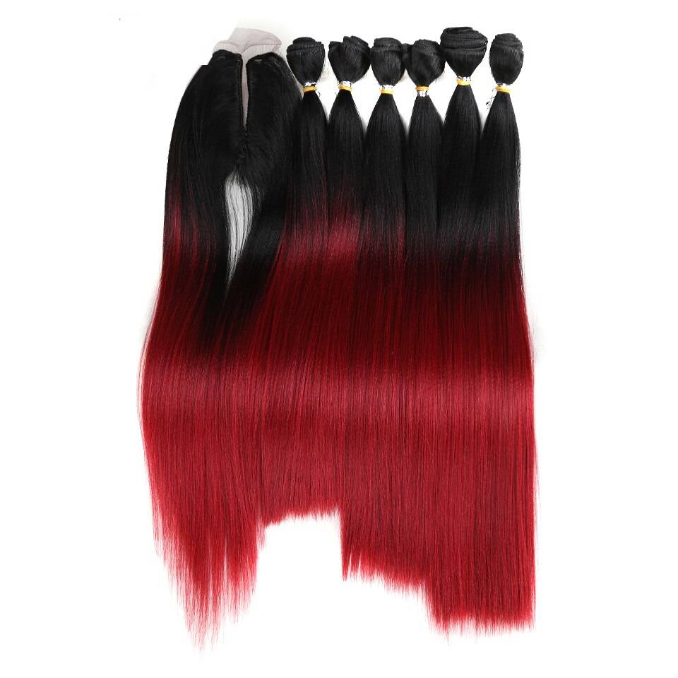 Long Straight Synthetic Hair Extensions 7 pcs Set