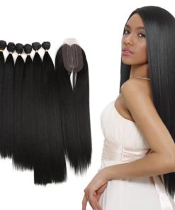 Long Straight Synthetic Hair Extensions 7 pcs Set Hair Extensions & Wigs