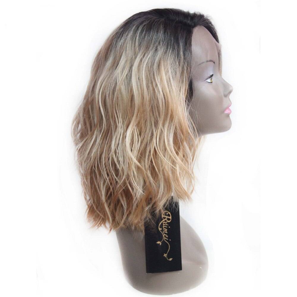 Blonde Ombre Long Bob Wavy Lace Synthetic Hair Wig