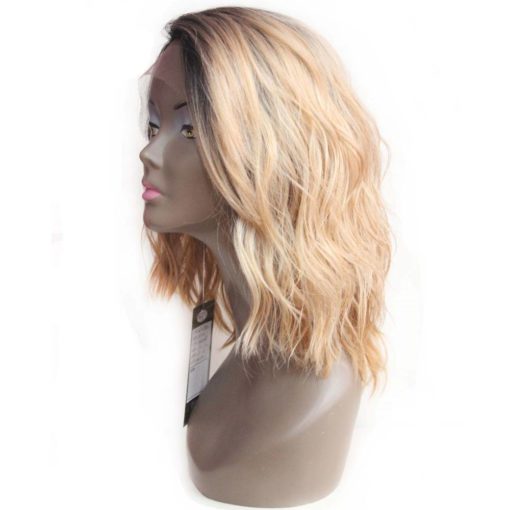 Blonde Ombre Long Bob Wavy Lace Synthetic Hair Wig Hair Extensions & Wigs