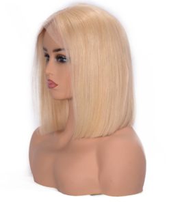 Lace Front Human Hair Blonde Short Bob Wig Hair Extensions & Wigs