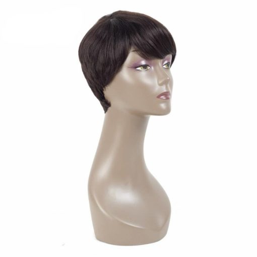 Black Short Straight Non-Lace Human Hair Wig Hair Extensions & Wigs