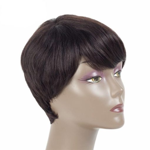 Black Short Straight Non-Lace Human Hair Wig Hair Extensions & Wigs