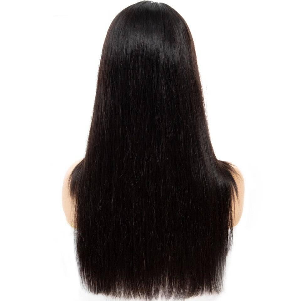 Black Long Straight Bangs Virgin Human Hair Wig