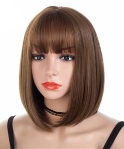 Straight Short Bob Bangs Synthetic Hair Wig Hair Extensions & Wigs