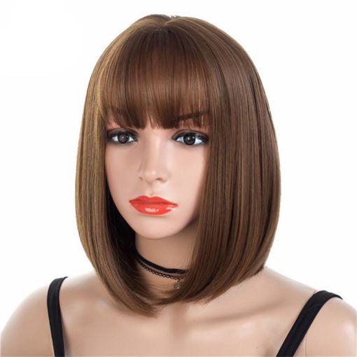 Straight Short Bob Bangs Synthetic Hair Wig Hair Extensions & Wigs