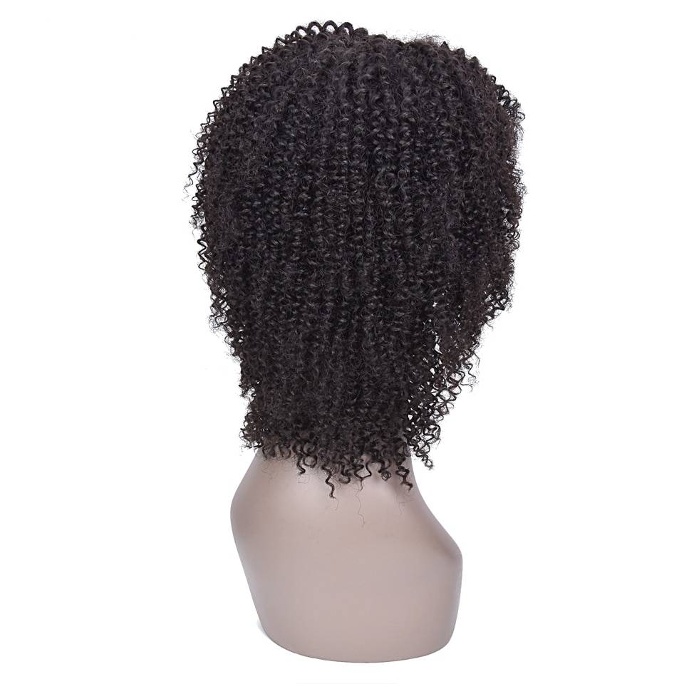 Short Kinky Curly Non-Lace Remy Human Hair Wig