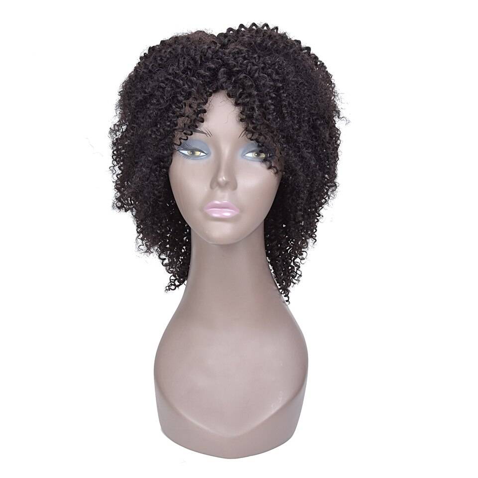 Short Kinky Curly Non-Lace Remy Human Hair Wig