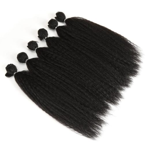 Black Kinky Straight Synthetic Hair Extensions 7 pcs Set Hair Extensions & Wigs