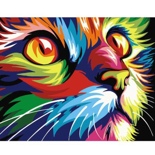 Bright Colors Cat Painting by Numbers Set Art & Home Decor Housewares