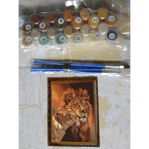 Lion Canvas Unframed Painting By Numbers Art & Home Decor Housewares
