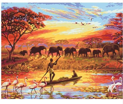 African Sunset Canvas Painting Art & Home Decor Housewares