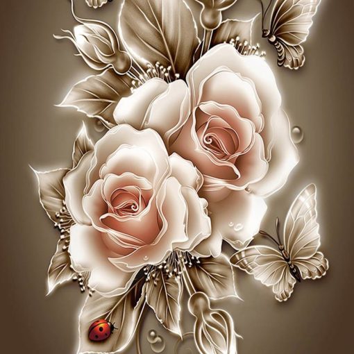 Rose and Butterfly 3D DIY Diamond Embroidery Kit Art & Home Decor Housewares