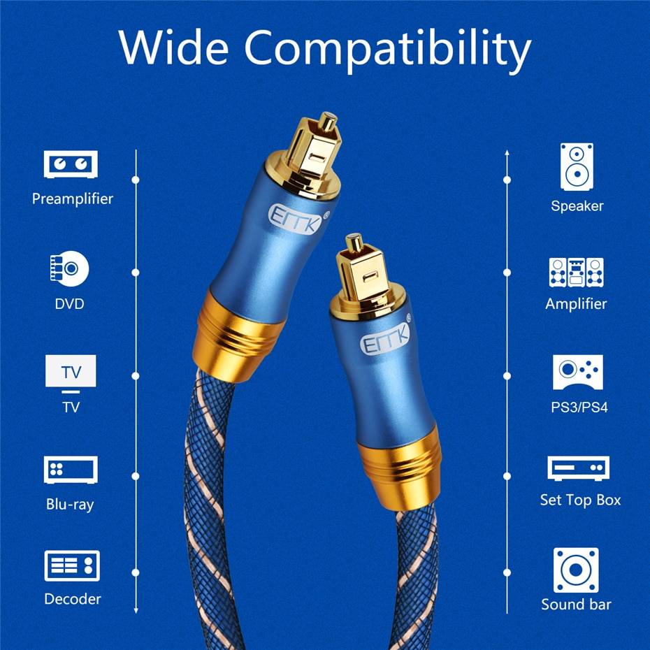 Fiber Audio Optical Cable with Braided Jacket