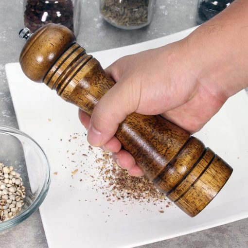 Wooden Salt and Pepper Mill with Strong Adjustable Ceramic Grinder Housewares Cookware & Tableware