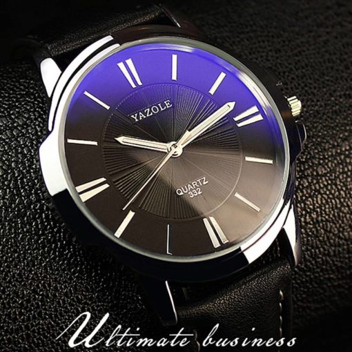 Men’s Round Shaped Leather Watch Mens Watches Watches