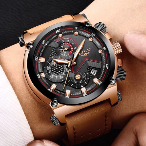 Waterproof Quartz Wristwatches for Men with Leather Strap Mens Watches Watches