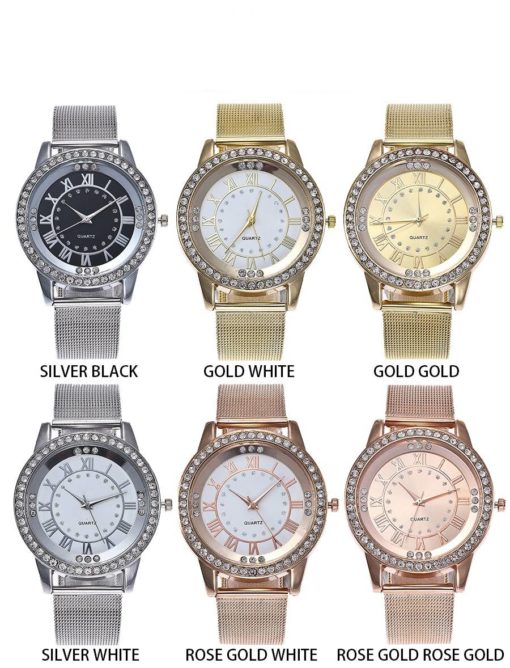 Women’s Mesh Rhinestones Decorated Watch Women's Watches Watches
