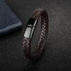 Braided Leather Men’s Bracelet with Magnetic Stainless Steel Clasp Sale 