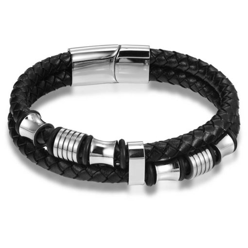 Genuine Leather Bracelet For Men With Steel Decor | Liquidation Square