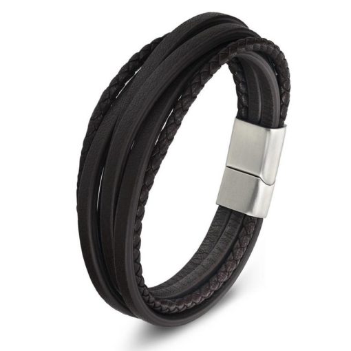 Minimalist Leather Bracelet for Men with Magnetic Clasp Sale