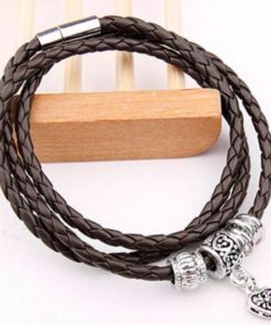 Men’s Leather Bracelet with Charm Sale