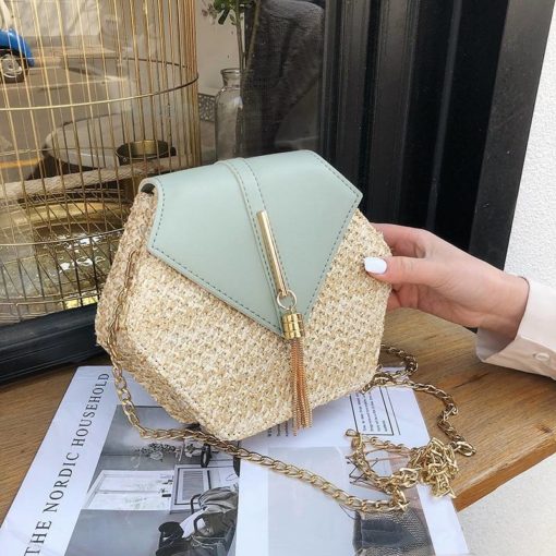 Women’s Hexagon Shaped Straw Bag Sale
