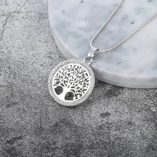 Women’s Tree Of Life Crystal Round Pendant Necklace Sale