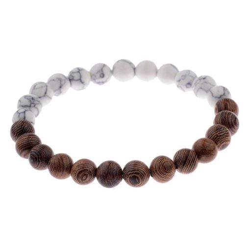 Elastic Natural Wood Beads Bracelet Sale