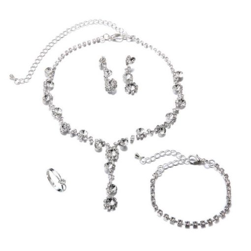 Silver Crystal Wedding Jewelry Set Budget Friendly Gifts