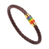 Braided Leather Unisex Bracelet with Rainbow Magnetic Clasp Budget Friendly Accessories 