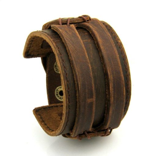 Casual Wide Unisex Leather Bracelet Budget Friendly Accessories