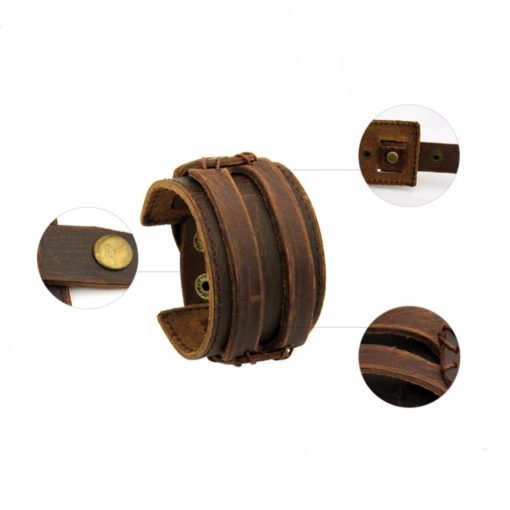 Casual Wide Unisex Leather Bracelet Budget Friendly Accessories