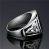 Square Steel Black Stone Titanium Ring for Men Budget Friendly Accessories